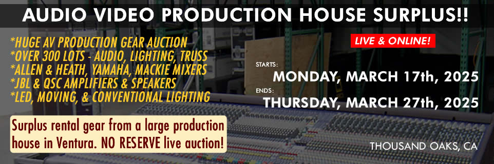 Online Auction 2025-03-27 - Audio Video Production House Surplus