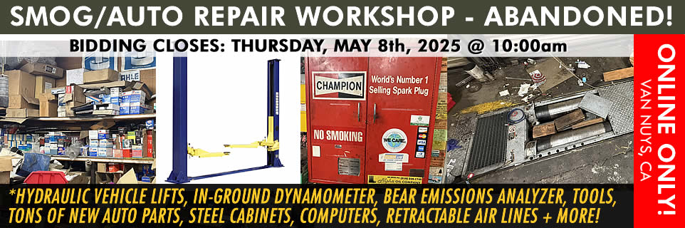 Online Auction 2025-05-08 - VAN NUYS SMOG / AUTO REPAIR WORKSHOP! Abandoned Property Auction