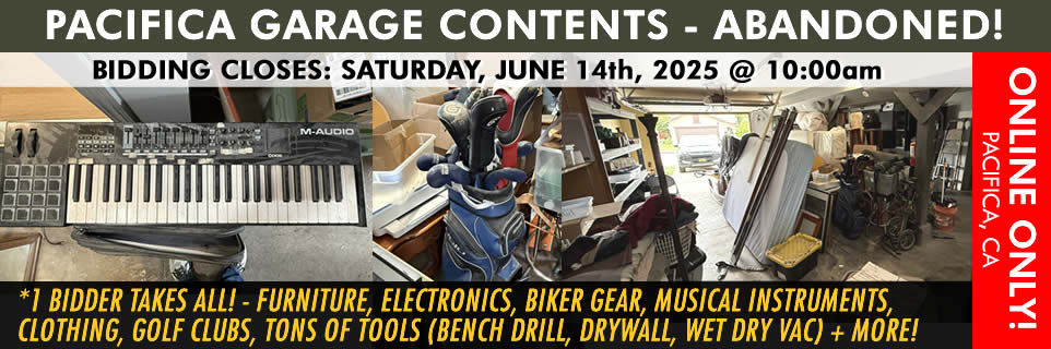 Online Auction 2025-06-14 - PACIFICA GARAGE CONTENTS -  Abandoned Property Auction